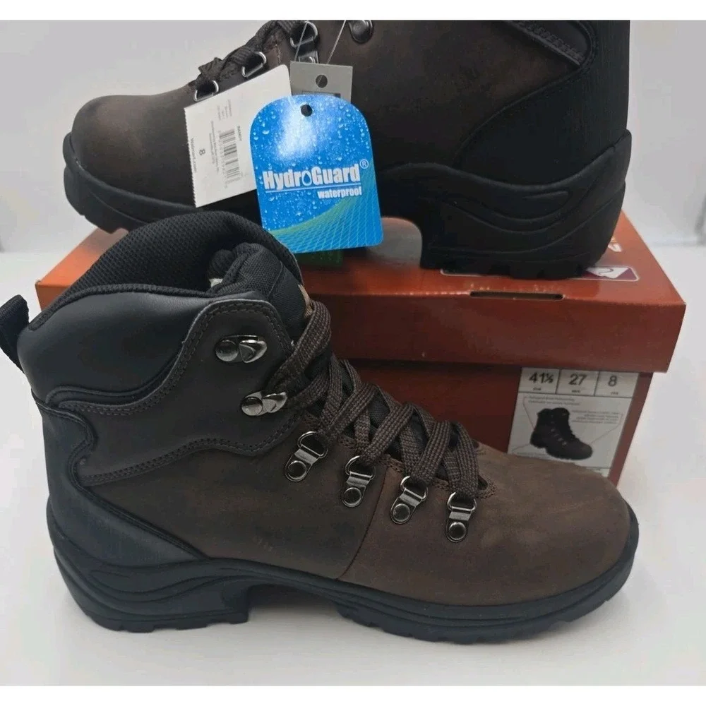 Ozark Trail Bandy Men's Hiking Boots Size 8 Dark Brown Leather Waterproof